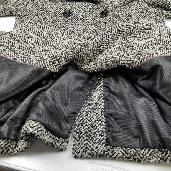 Calvin Klein Black Gray Double Breasted Belted Wool Blend Coat Sweater Jacket 12 - Picture 6 of 6